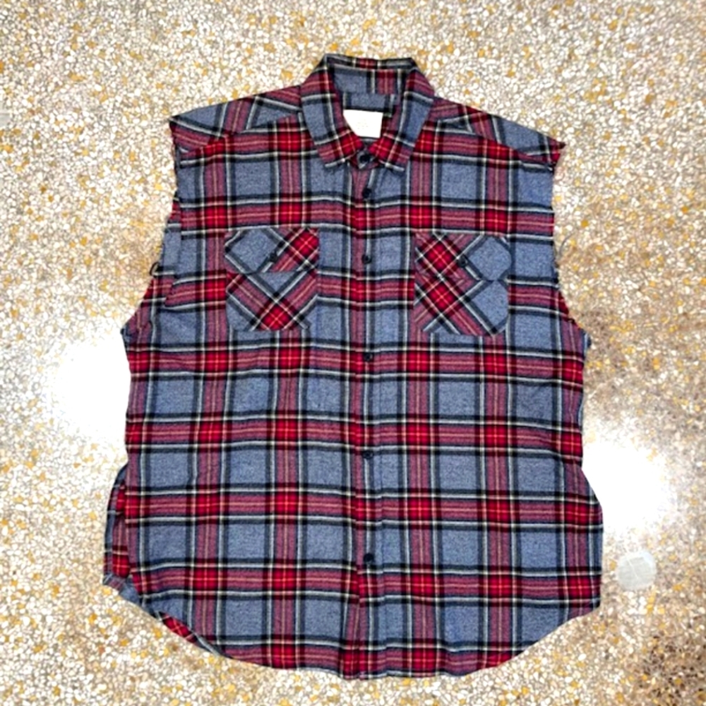 FOG Sleeveless Plaid Flannel Shirt